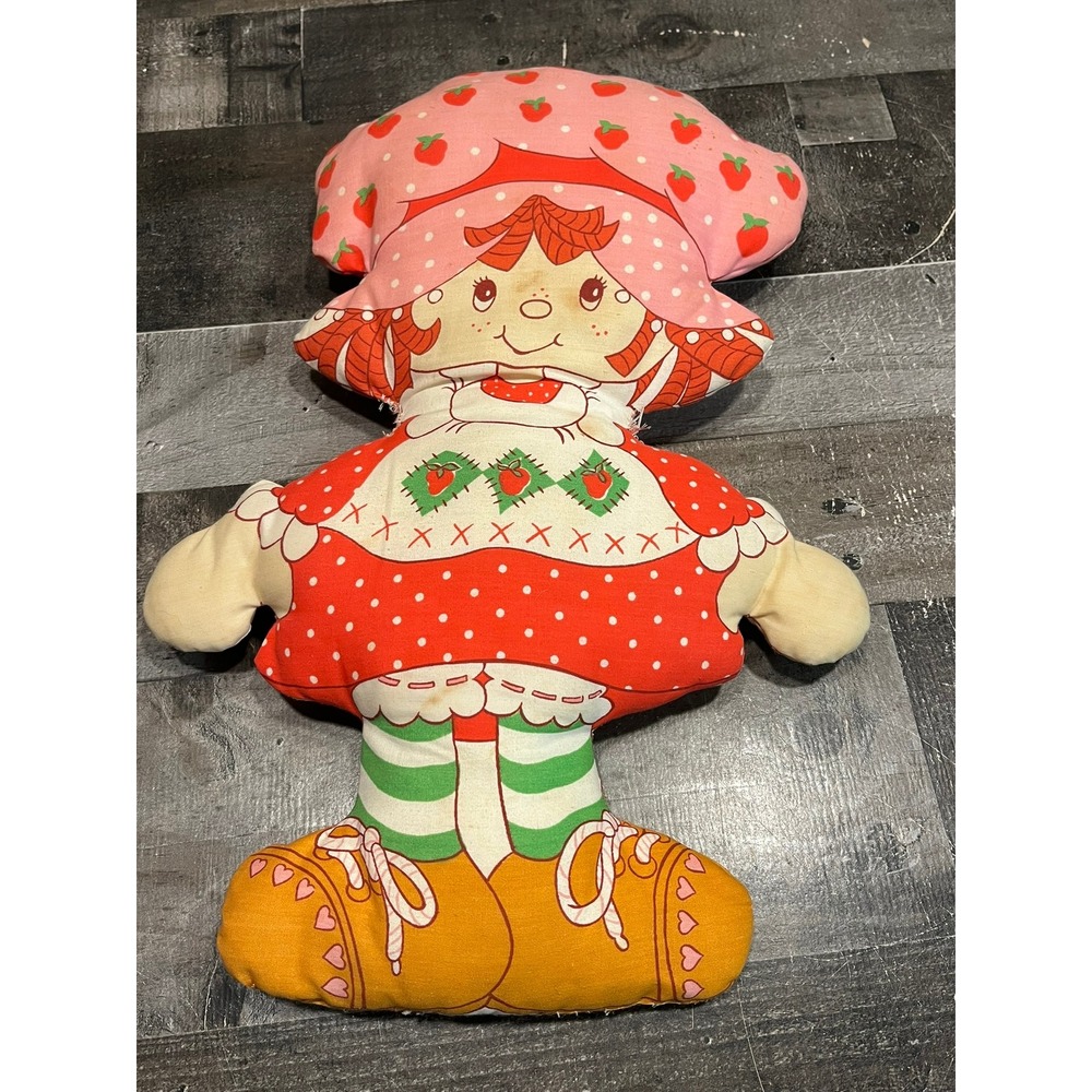 Vintage 1980s Strawberry Shortcake Fabric Pillow Doll Plush Retro Toy